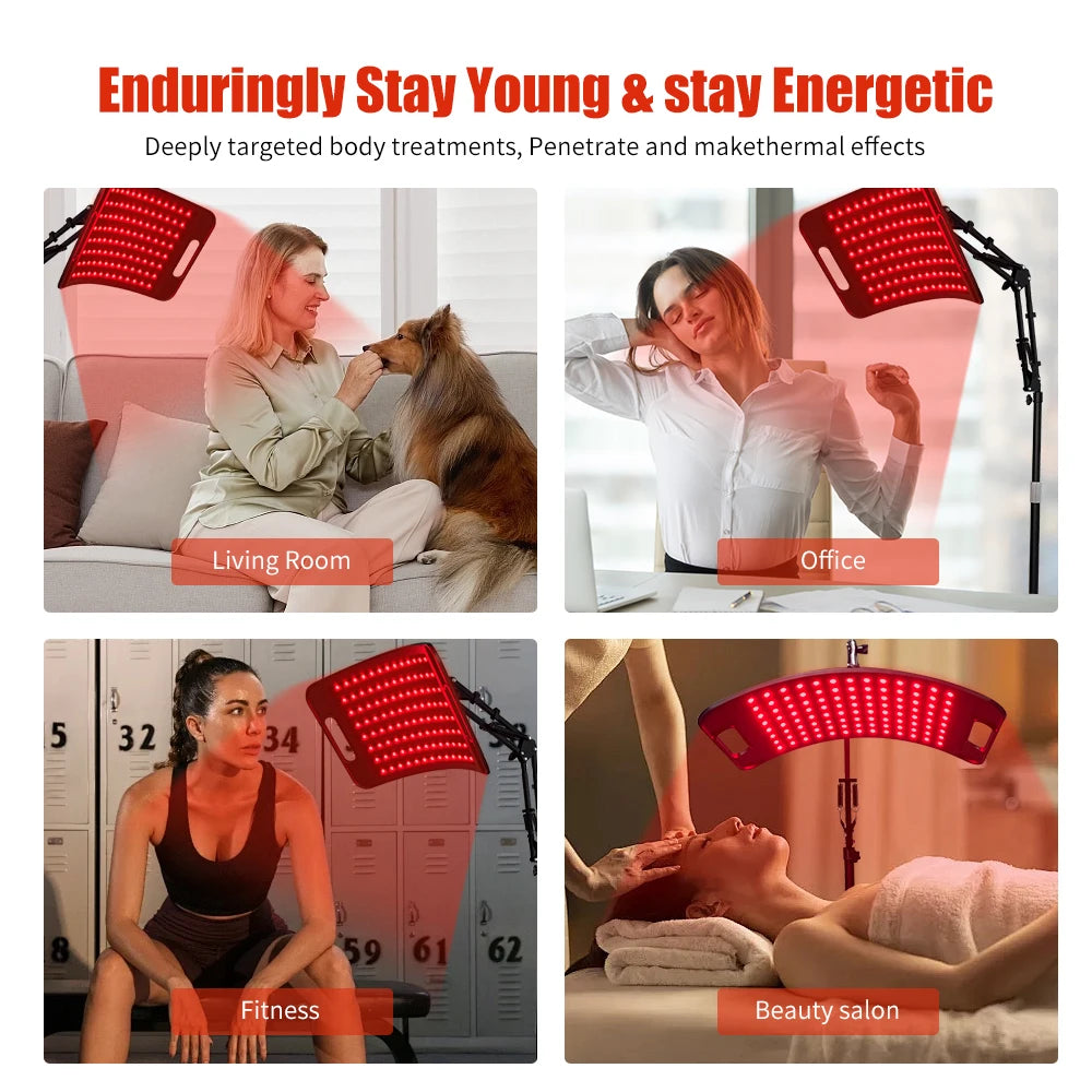 Red Light Lamp For Face And Body Home Use 660nm 850nm Near Infrared Light Panel Device With Adjustable Stand And Timer