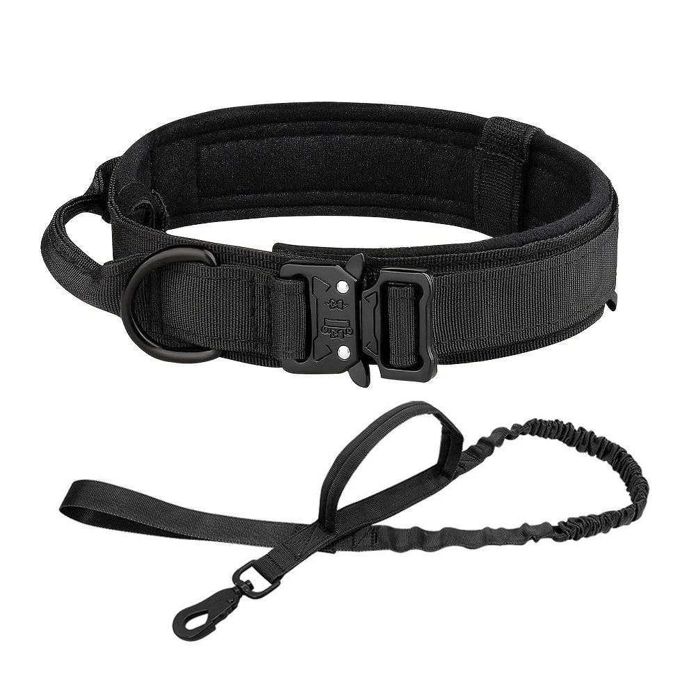 Dog Training Collar Adjustable Tactical Dog Collar and Leash Set with Control Handle for Small and Large Dogs