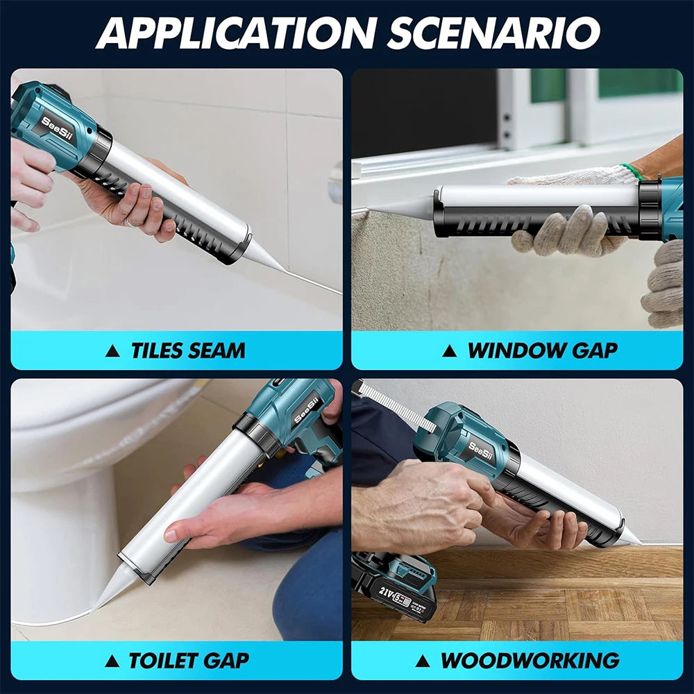Seesii Cordless Caulking Gun 21V Battery Sealant Tool