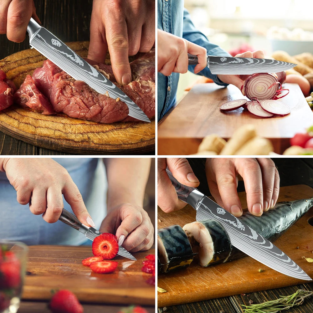10 pcs Professional Kitchen Knife Set Stainless Steel