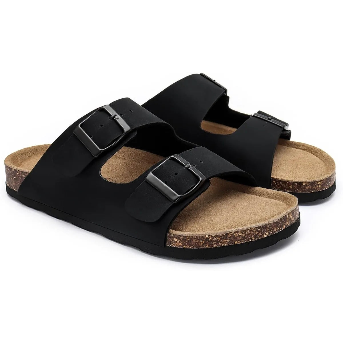 Women's Adjustable Cork Footbed Slide Sandals with Arch Support