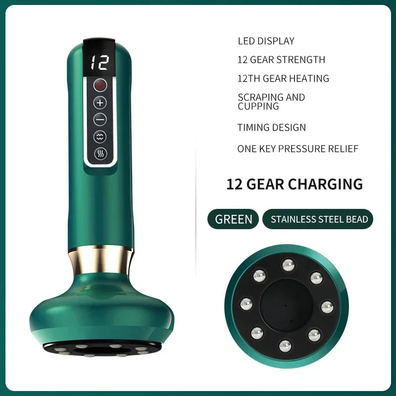 Tricolor Electric Massager Gua Sha Anti Cellulite Vacuum Suction Cup Beauty Health Scraping Infrared Heat Slimming Massage Therapy