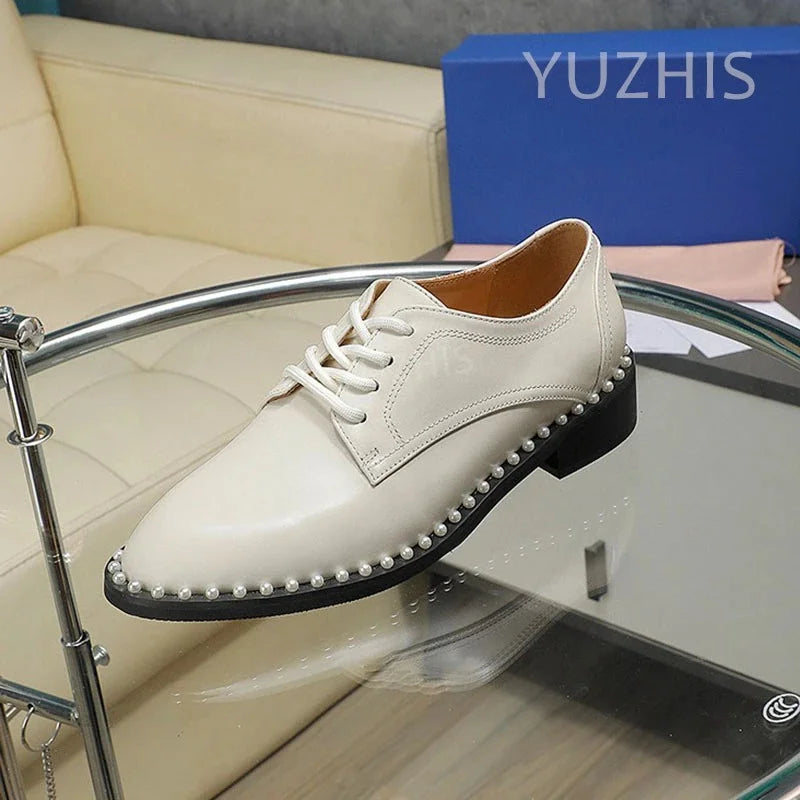 GUANSIYAO Retro Suede Loafers Women Round Toe Slip On