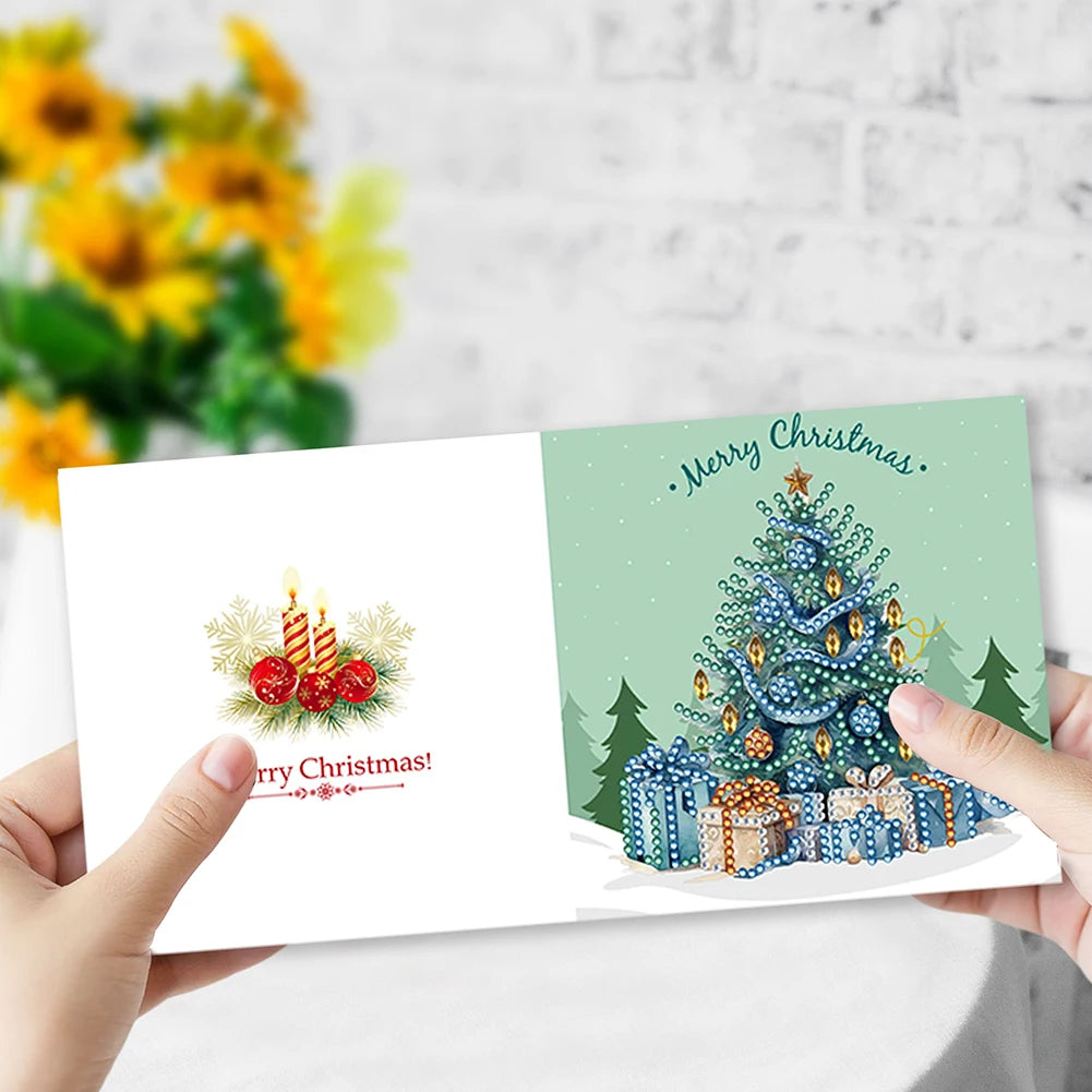 4 6 8 12PCS New 2024 Diamond Painting Greeting Cards DIY 5D Christmas Collection Festival Cards for Birthday and Christmas Gift