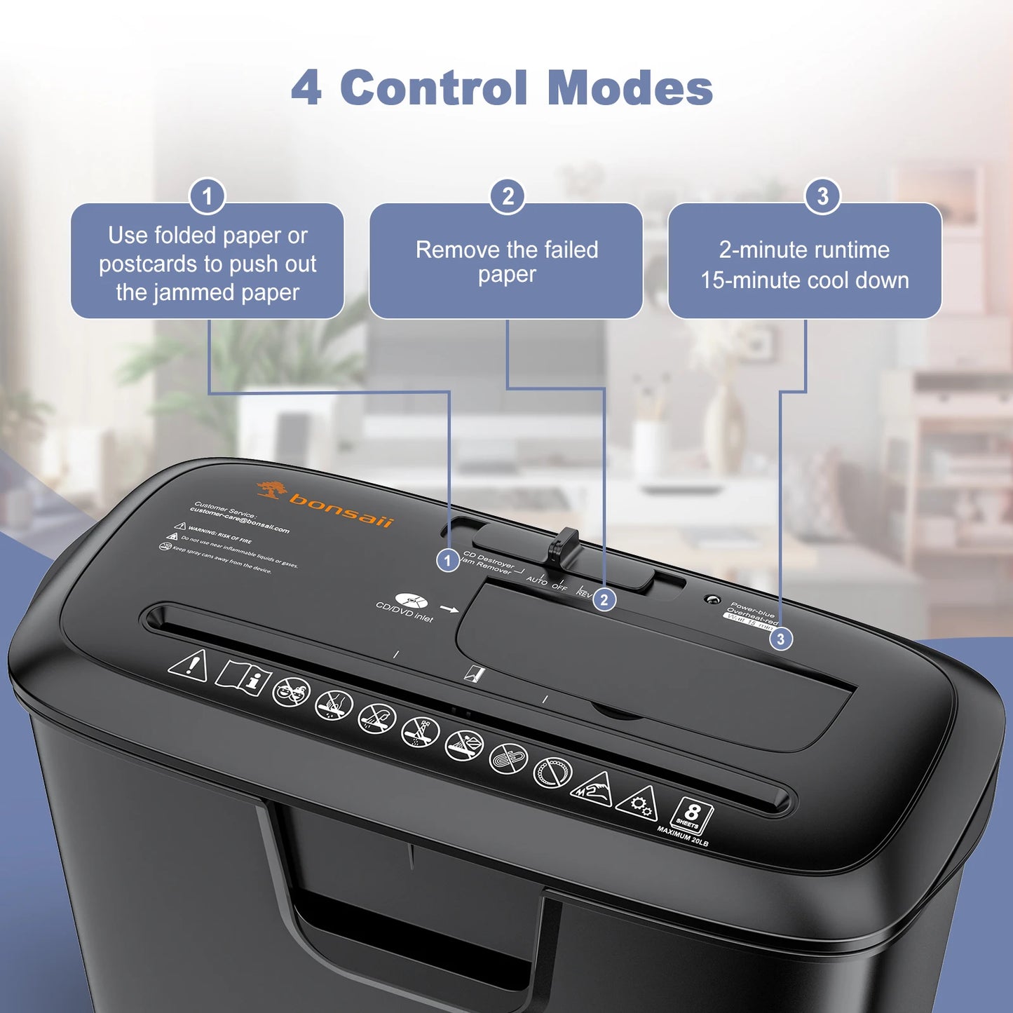 Bonsaii Paper Manual Reversal 8 Sheet Strip Cut Shredder for Home Use CD Credit Card Shredder Machine 3.4 Gallons