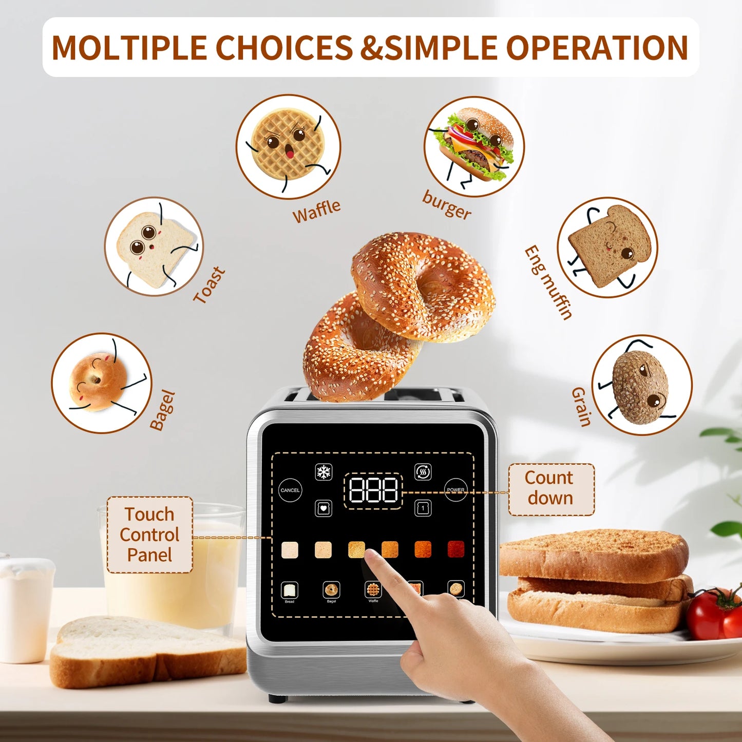Smart Toaster with LCD Display and Digital Timer Features