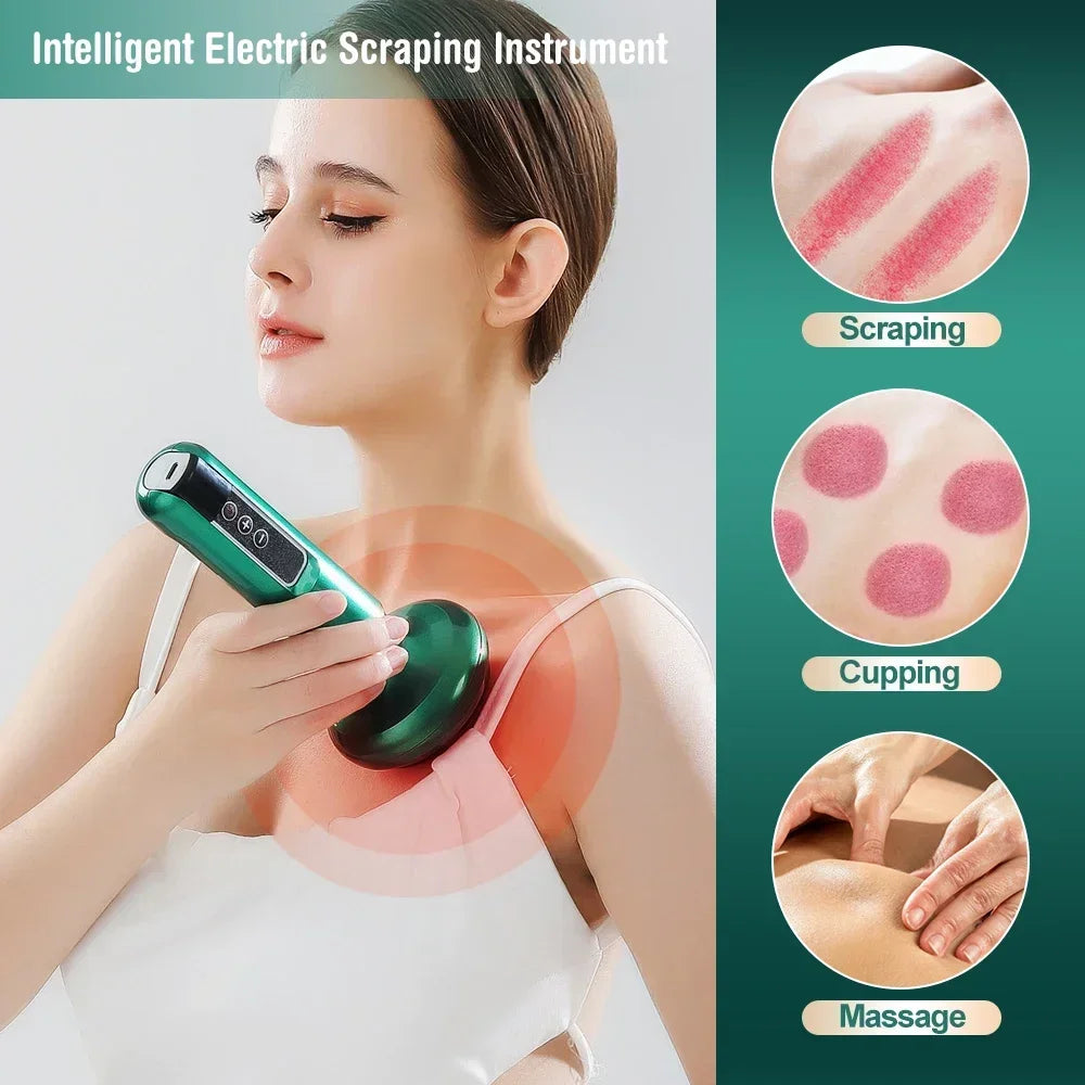Tricolor Electric Massager Gua Sha Anti Cellulite Vacuum Suction Cup Beauty Health Scraping Infrared Heat Slimming Massage Therapy