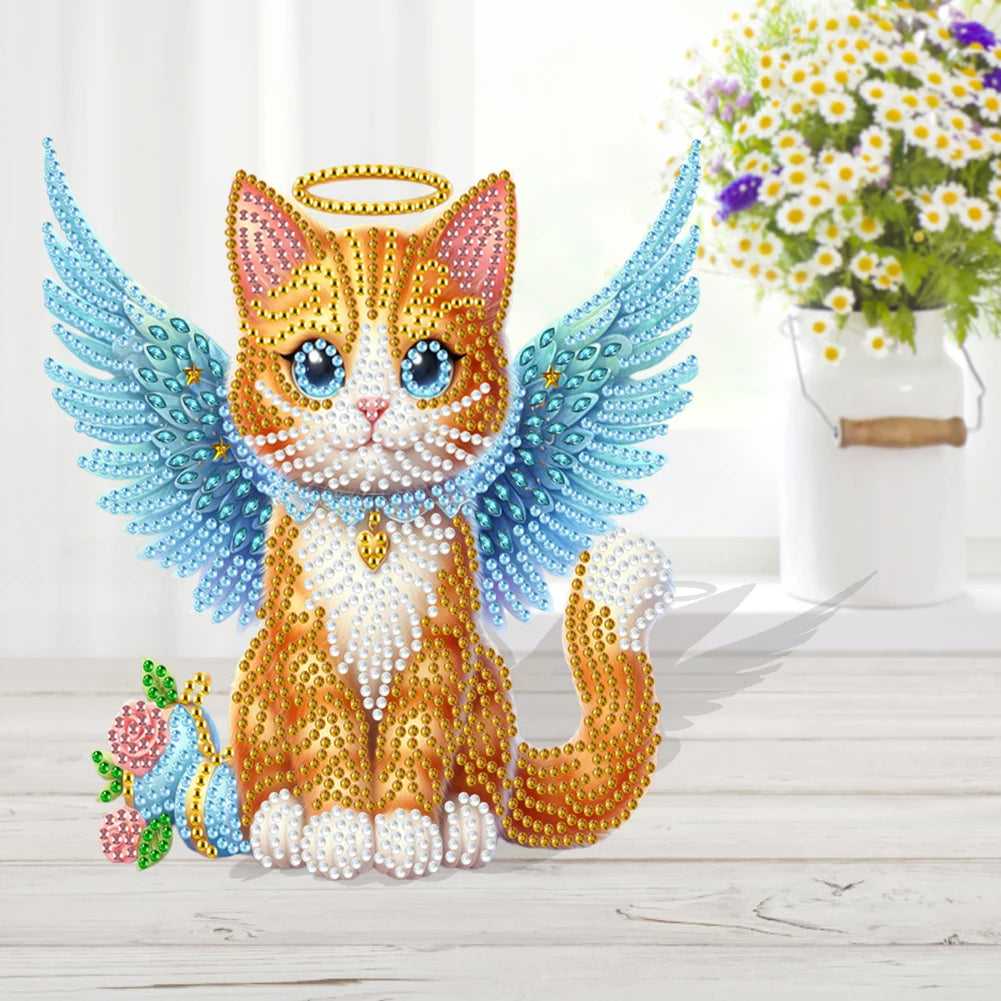5D DIY Acrylic Animal Tabletop Ornament Diamond Painting Shake Head Cat Decoration