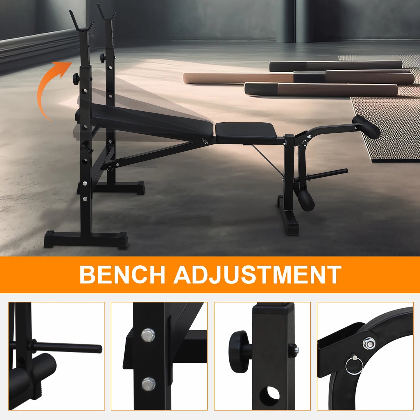 Weight Bench Press Set with Squat Rack for Home Gym