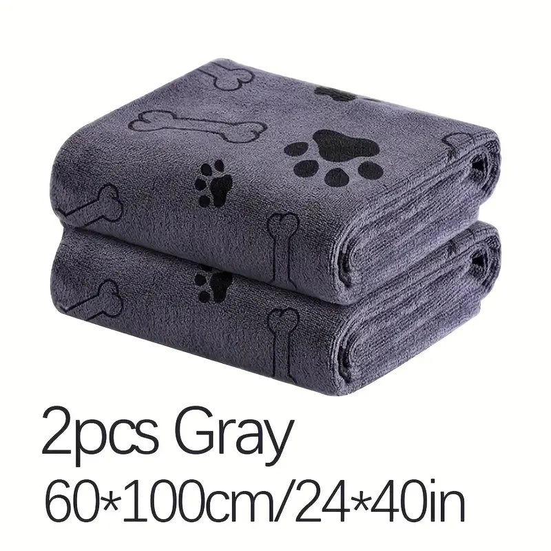 2pcs Soft Microfiber Dog Towels Quick Dry Absorbent Pet Bath and Grooming Towels for Dogs