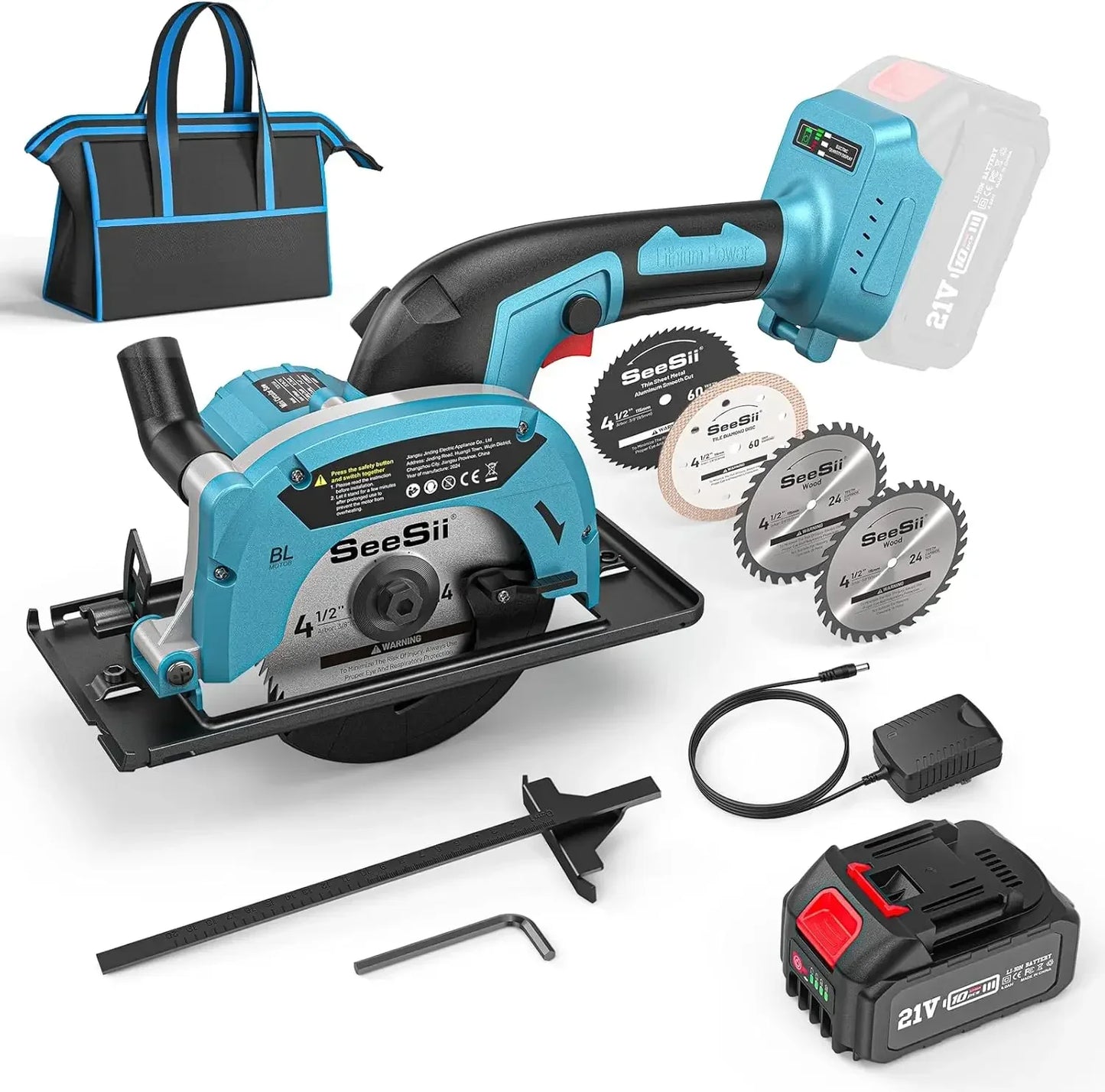 Seesii Cordless Circular Saw 20V Brushless For Wood Plastic