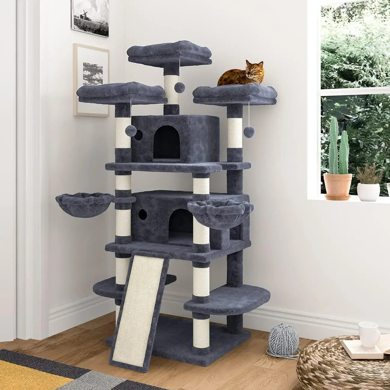 68 Inches Multi Level Large Cat Tree Tower with Condo Plush Perches and Sisal Scratching Posts