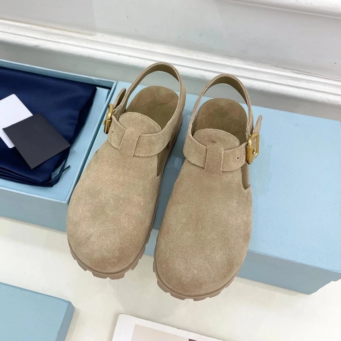 GUANSIYAO Retro Genuine Leather High Heel Mary Janes Shoes