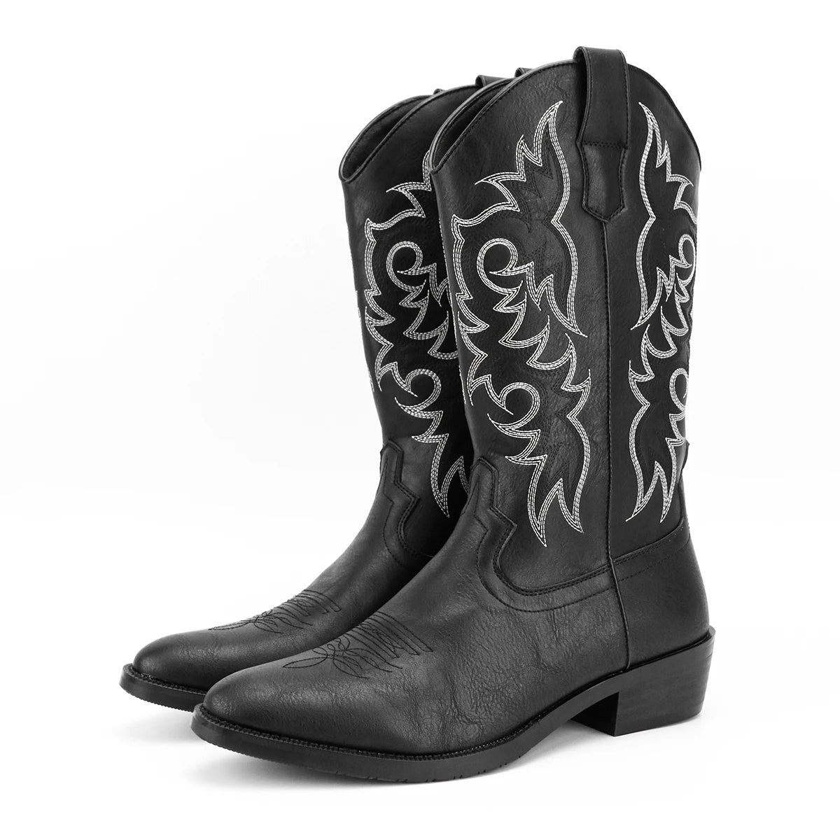 Men's Fashion Embroidered Mid-Heel Desert Cowboy Boots for Men