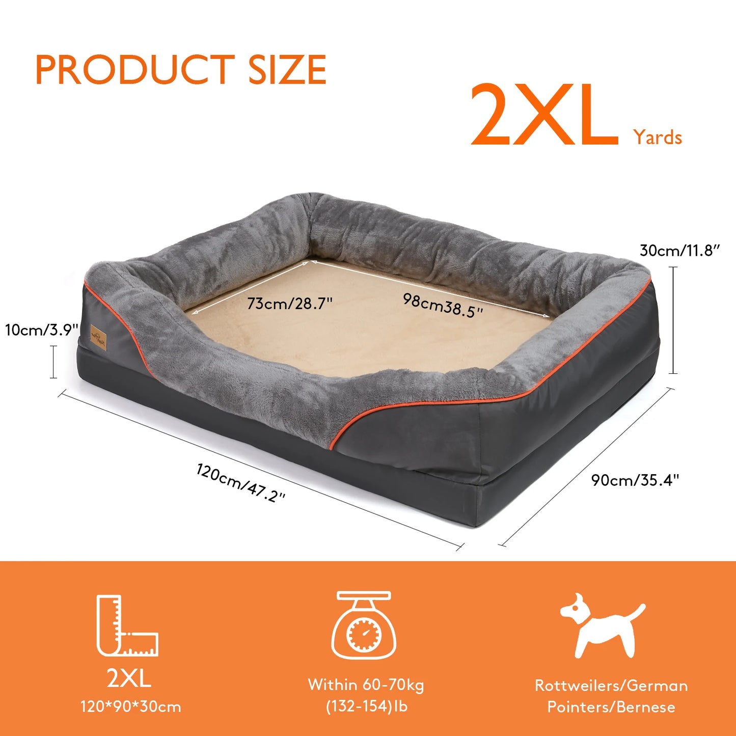 BINGOPAWCN Large Dog Bed Soft Warm Fleece Removable Cover