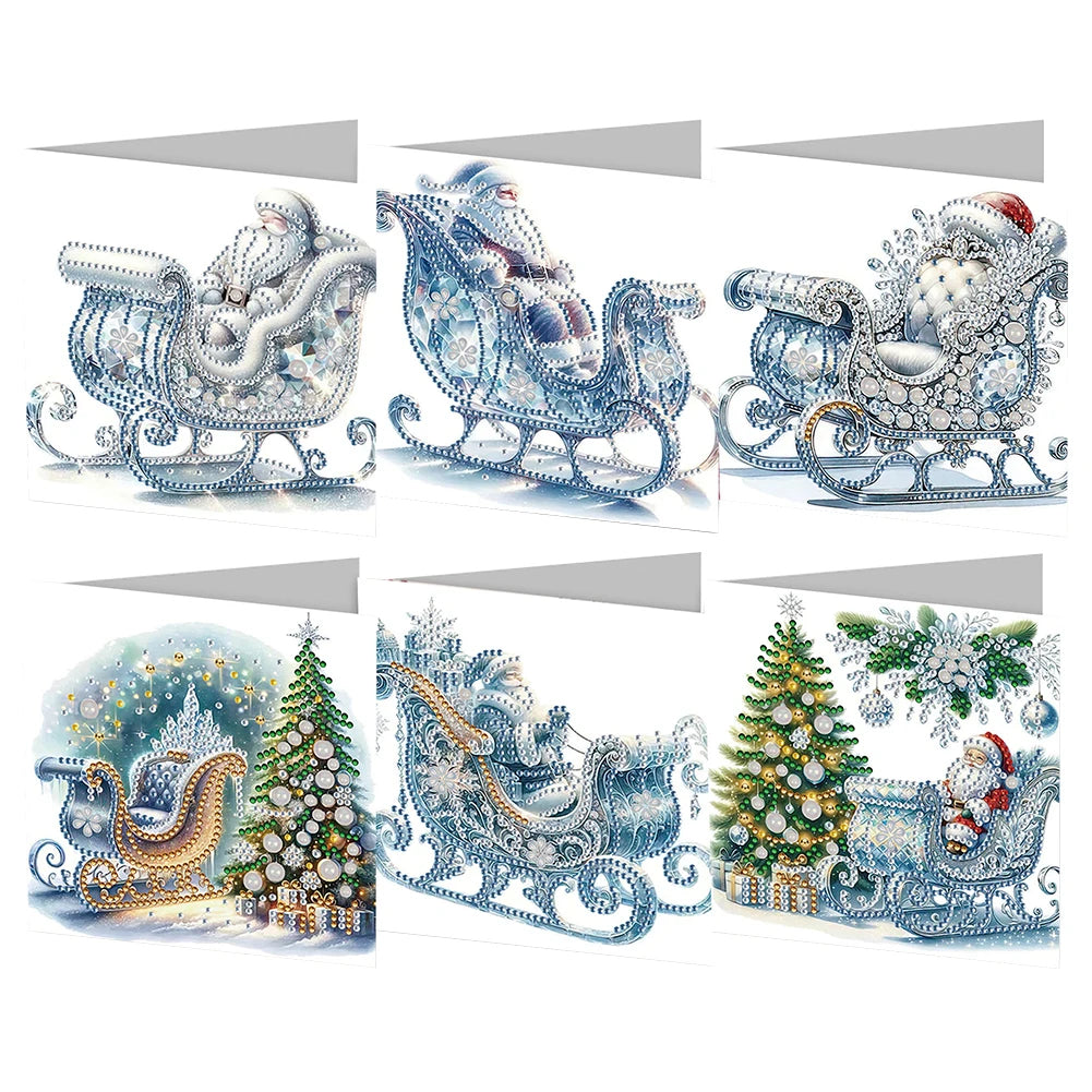 4 6 8 12PCS New 2024 Diamond Painting Greeting Cards DIY 5D Christmas Collection Festival Cards for Birthday and Christmas Gift