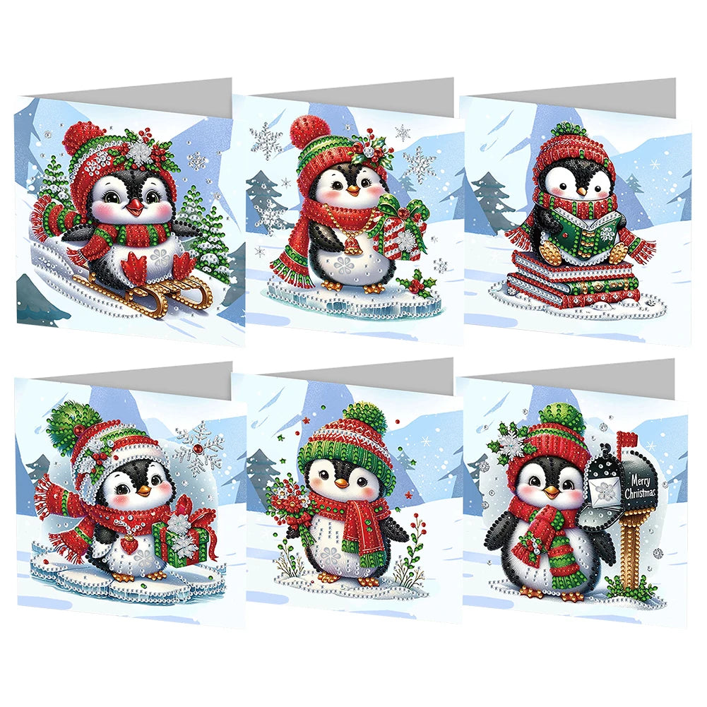 4 6 8 12PCS New 2024 Diamond Painting Greeting Cards DIY 5D Christmas Collection Festival Cards for Birthday and Christmas Gift