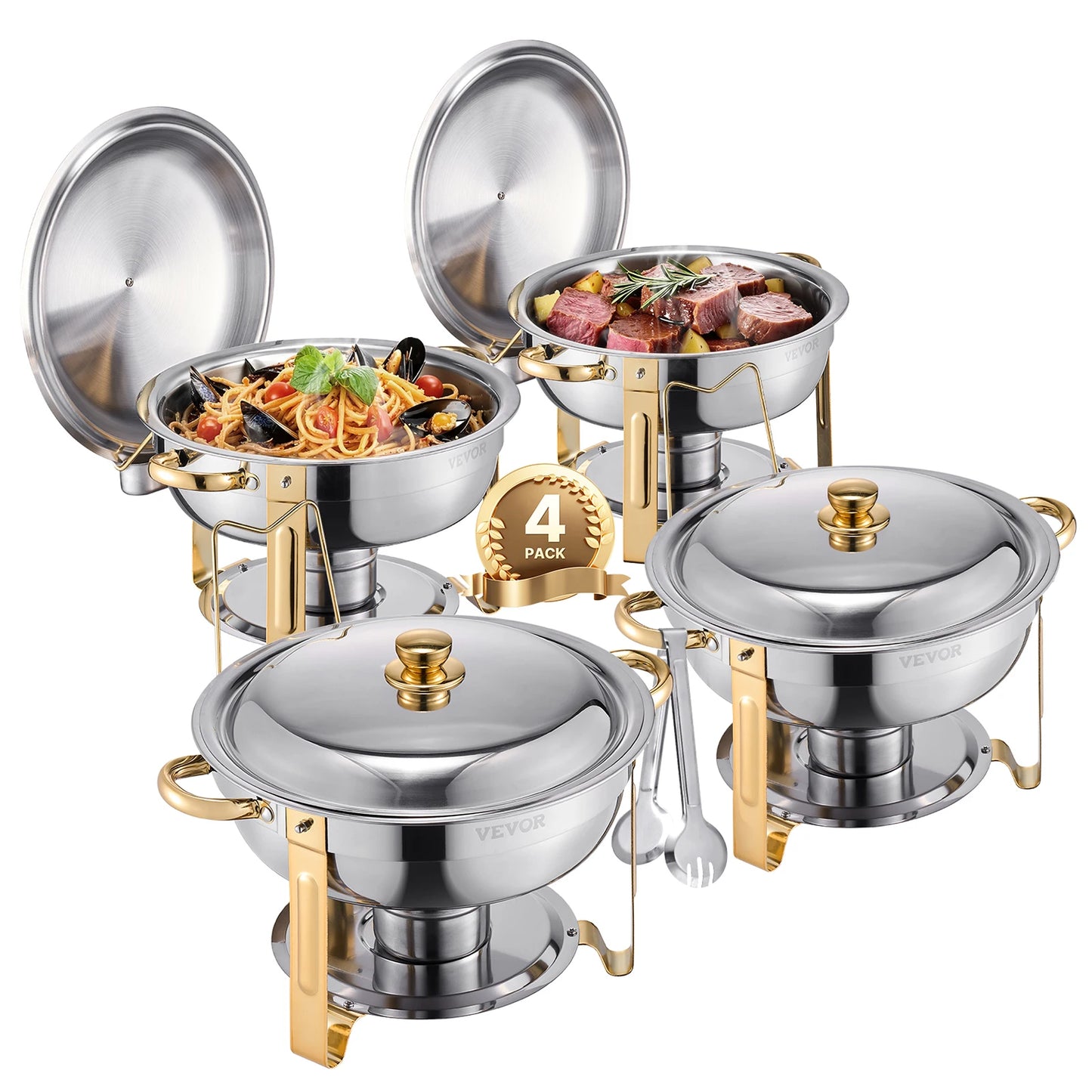 SucceBuy 4 Pack Chafing Dish Buffet Stainless Steel Warmer