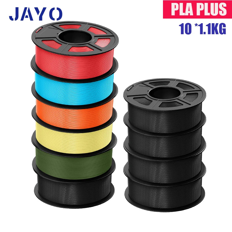 JAYO PLA Plus Filament 1.75mm 10 Rolls Set Non Toxic 3D Printing Refills Smooth No Bubbles Multiple Colors Optional
