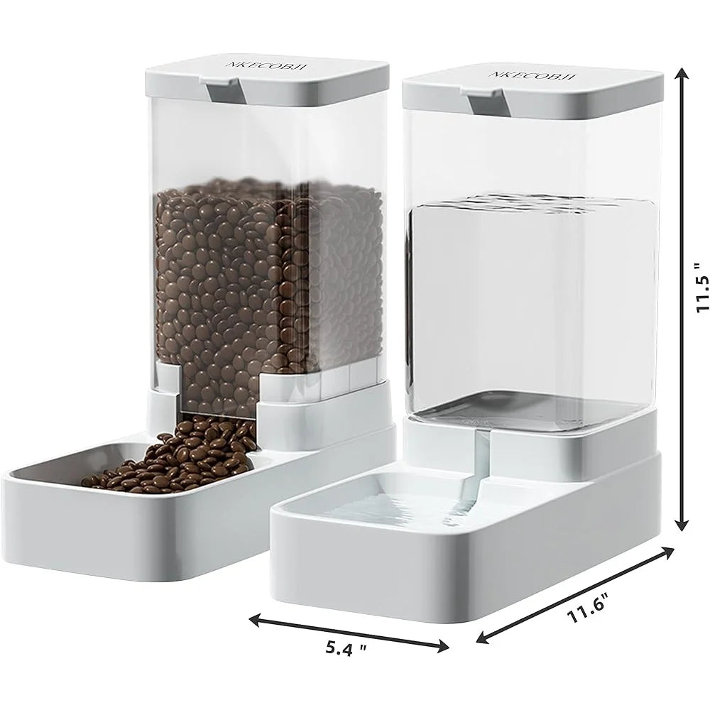 Automatic Gravity Pet Feeder Water Dispenser Set Dogs Cats Large Capacity 3.8L Siphon Device Easy Refill No Power Required
