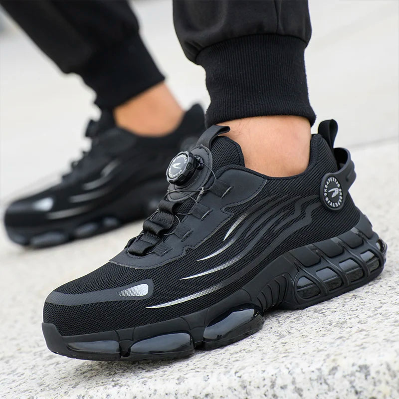 Rotating Steel Toe Safety Shoes for Men with Breathable Design