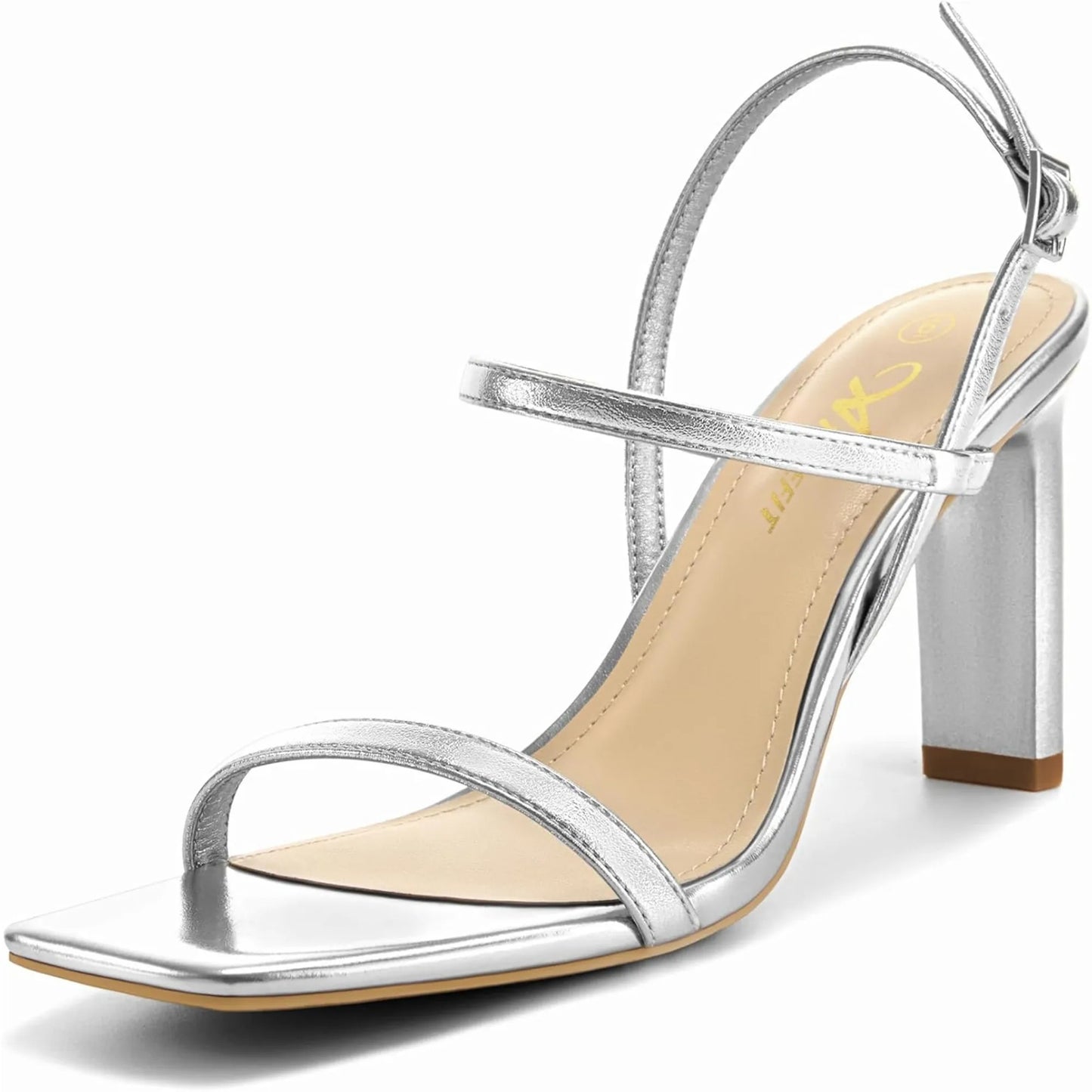 Women's Strappy High Heels Square Open Toe Heeled Sandals Ankle Strap Dressy Wedding Party Shoes