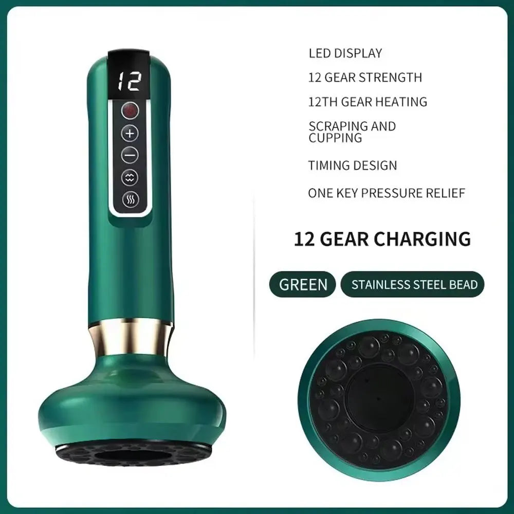 Tricolor Electric Massager Gua Sha Anti Cellulite Vacuum Suction Cup Beauty Health Scraping Infrared Heat Slimming Massage Therapy
