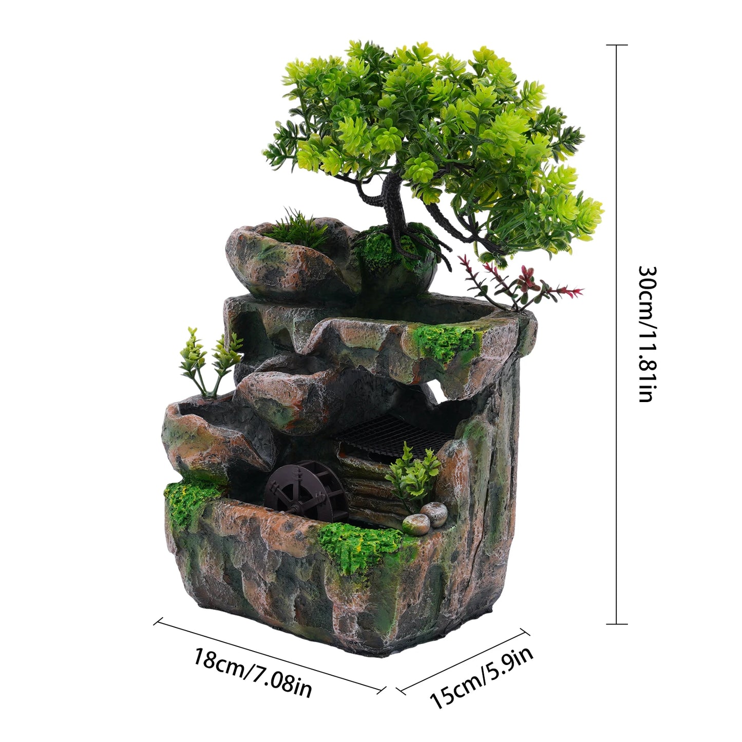 Resin Tabletop Fountain Ornament With LED For Home Office