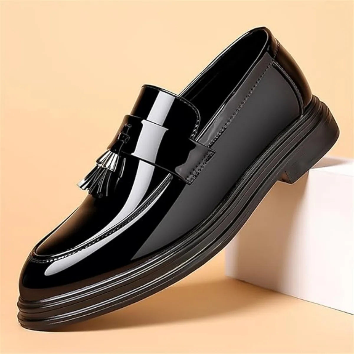 Men High Gloss Patent Penny Loafers Slip On Dress Shoes
