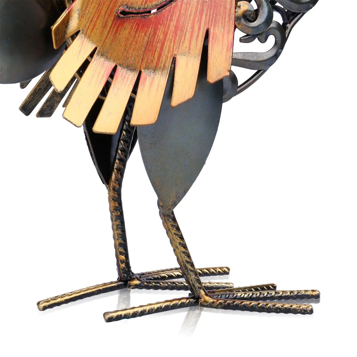 TOOARTS Metal Sculpture Carved Iron Rooster Artwork Decor
