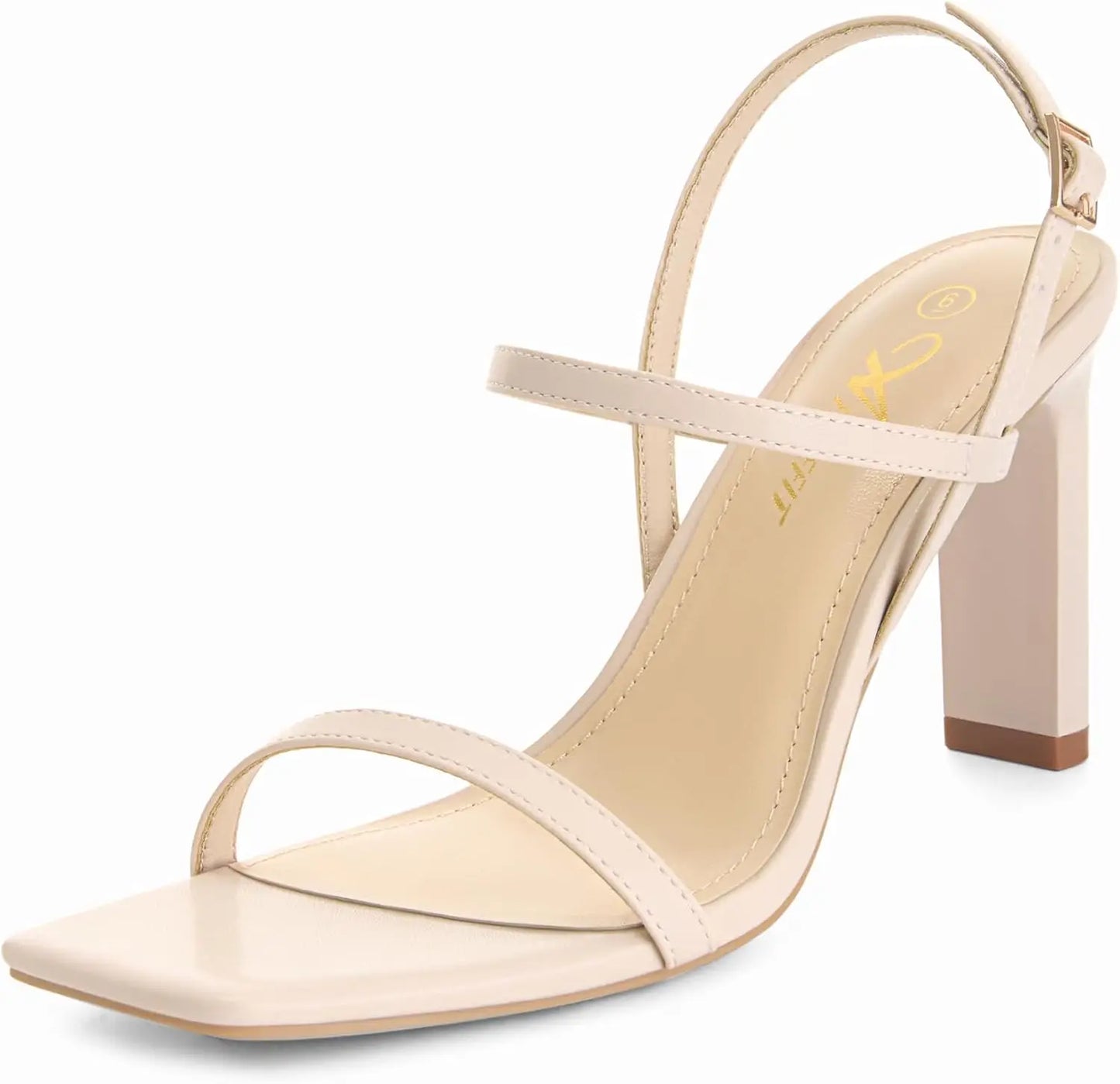 Women's Strappy High Heels Square Open Toe Heeled Sandals Ankle Strap Dressy Wedding Party Shoes