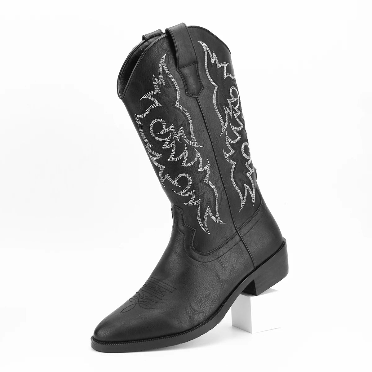 Men's Fashion Embroidered Mid-Heel Desert Cowboy Boots for Men
