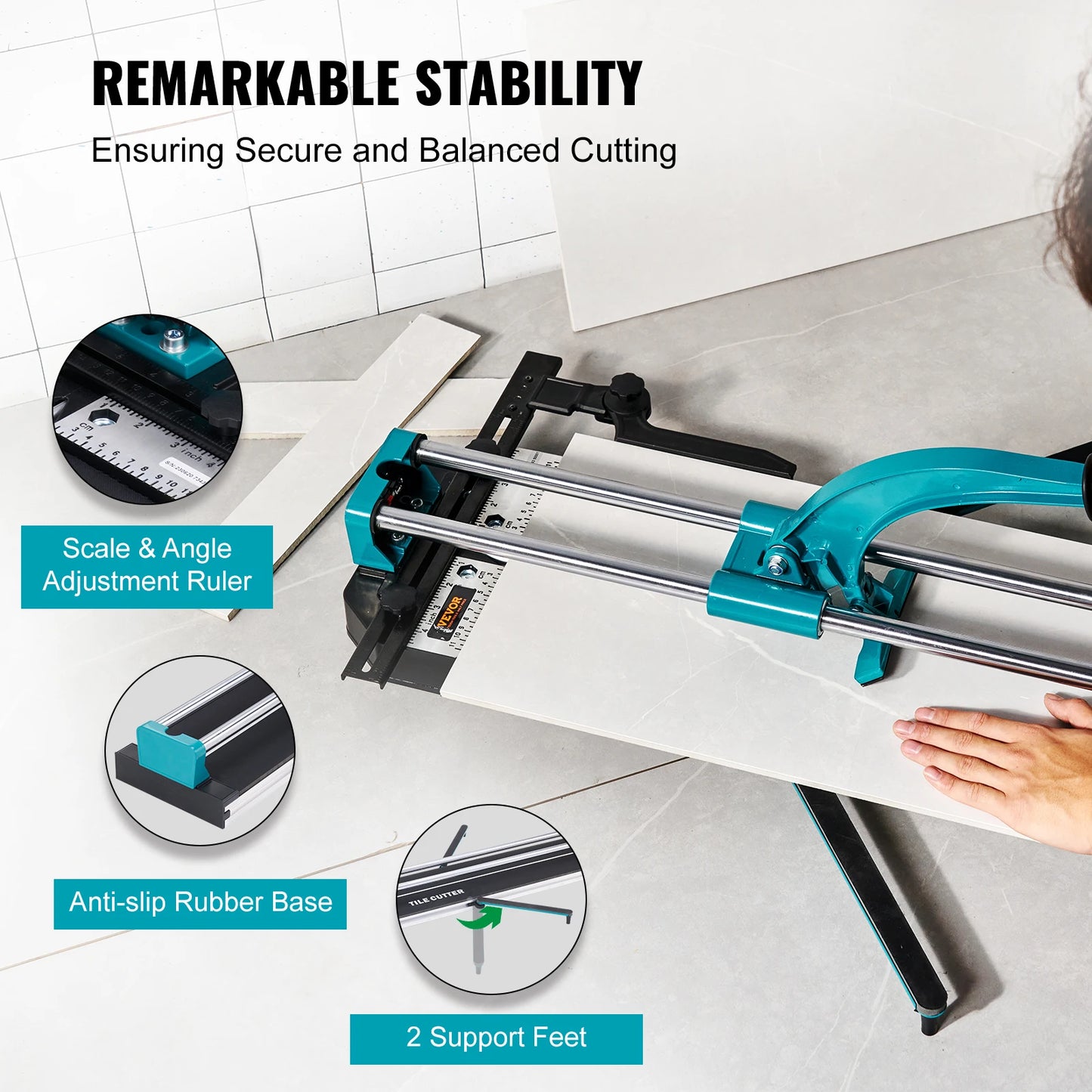 VEVOR Manual Tile Cutter 48 Inch Porcelain Ceramic Tile Cutter with Tungsten Carbide Cutting Wheel Infrared Positioning Anti Skid
