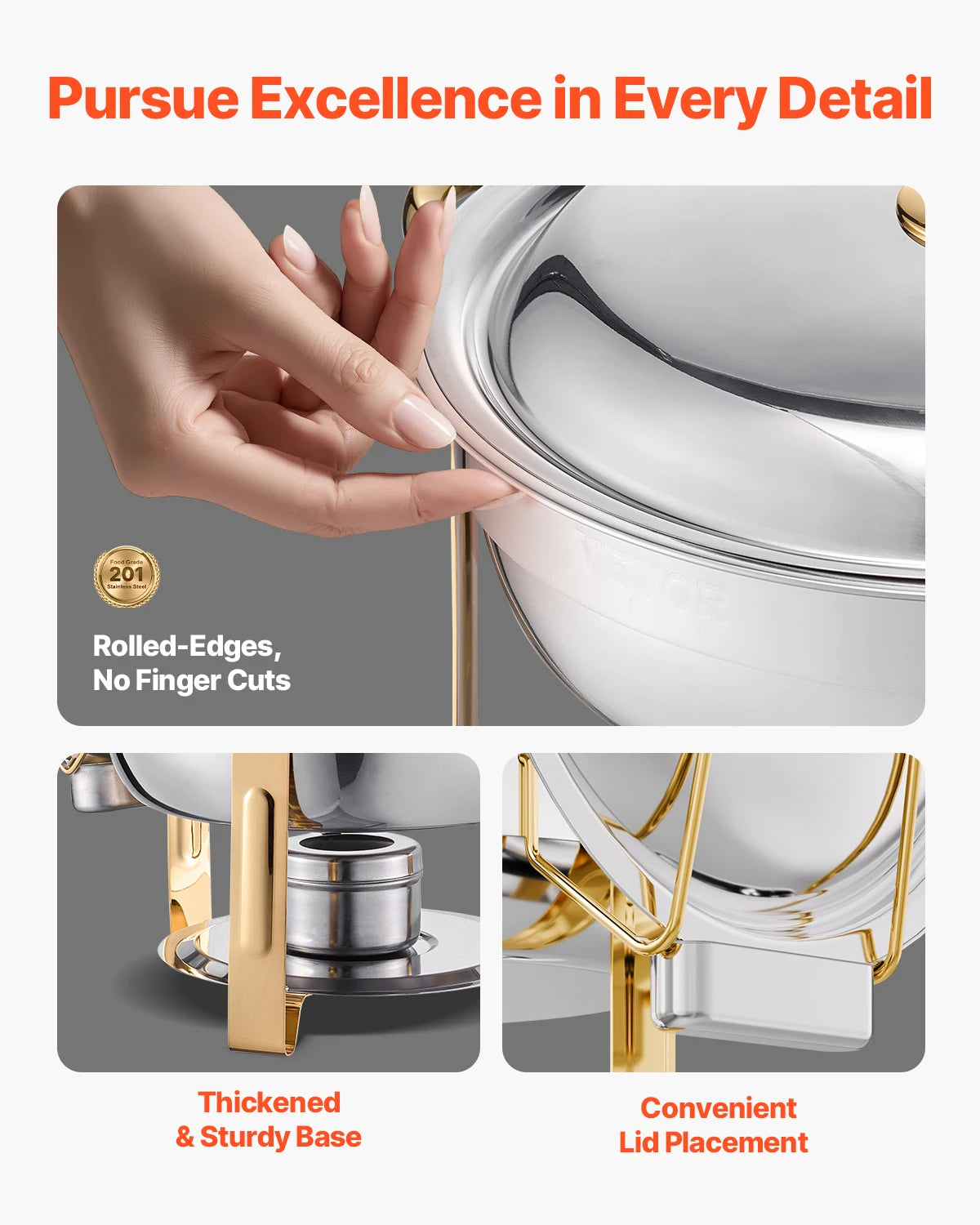 SucceBuy 4 Pack Chafing Dish Buffet Stainless Steel Warmer