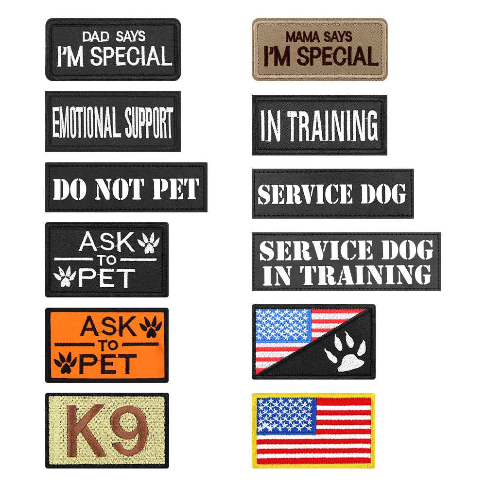 Dog Harness Leash Collar Patches Set for Medium Large Dogs Adjustable Tactical Pet Vest for Training and Walking