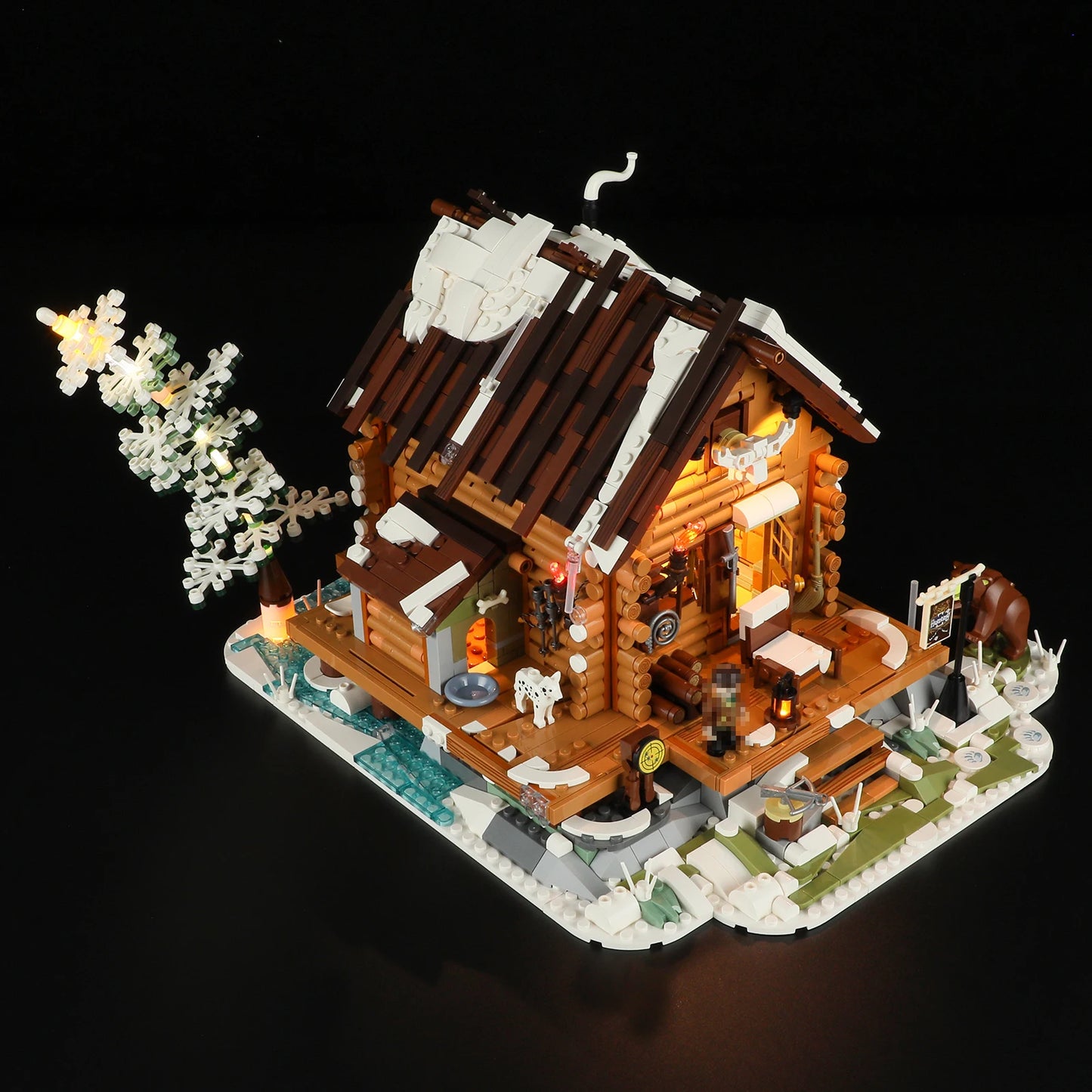 Hunting Lodge House Buildings Sets City Forest Snow-Covered Lodge With LED Model Modular Buildings Blocks Christmas Gift 2036PCS
