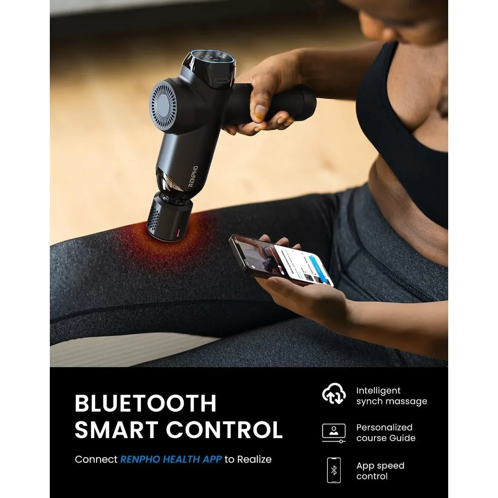 Deep Tissue Hot and Cold Massage Gun Percussion Muscle Massage Gun Bluetooth 12mm Amplitude Handheld Power Supply