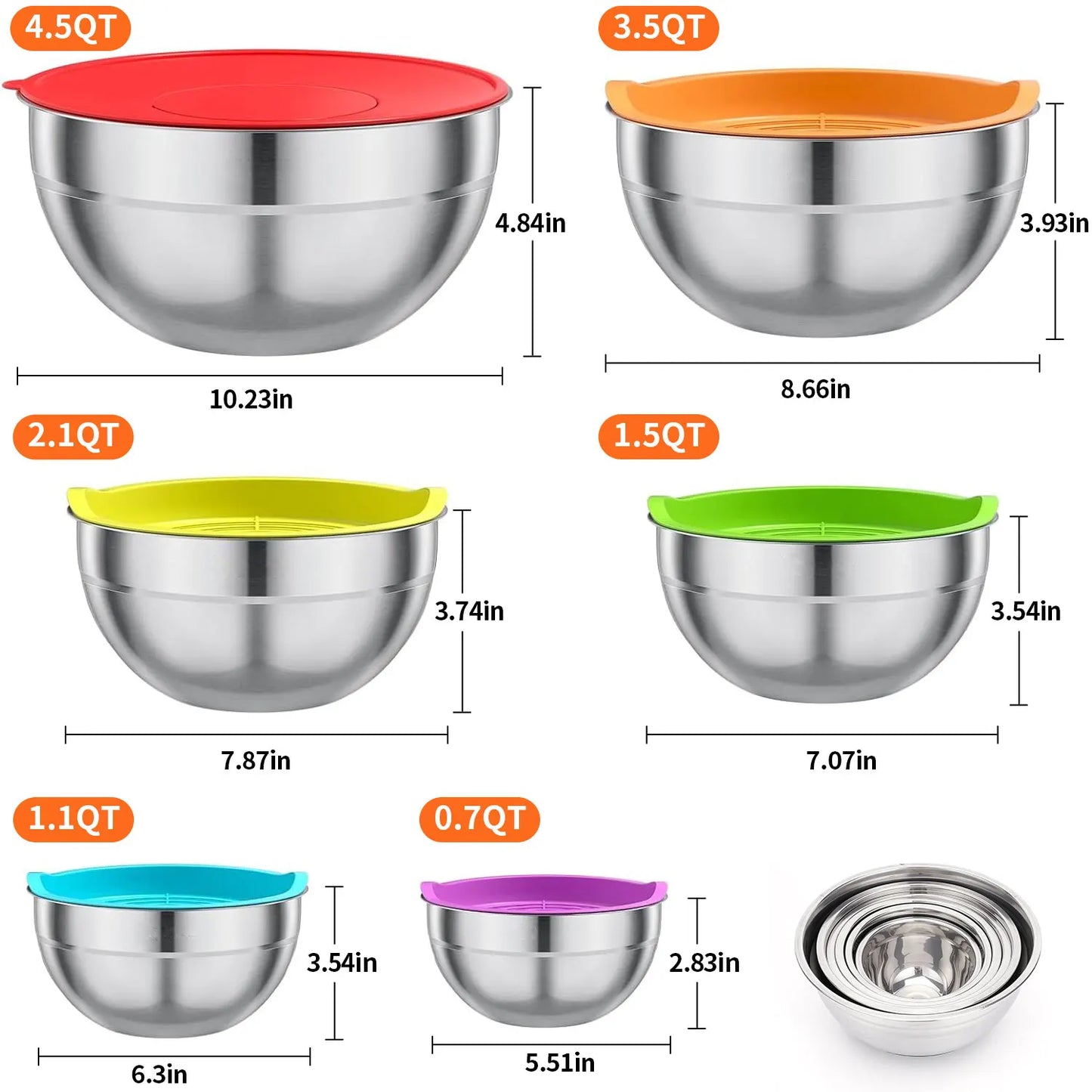 29-Piece Stainless Steel Mixing Bowl Set for Kitchen Essentials