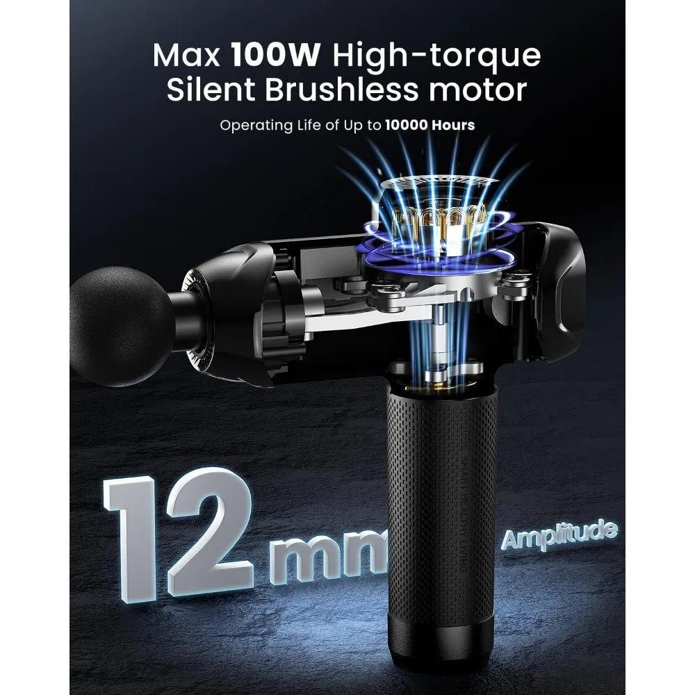 Deep Tissue Hot and Cold Massage Gun Percussion Muscle Massage Gun Bluetooth 12mm Amplitude Handheld Power Supply