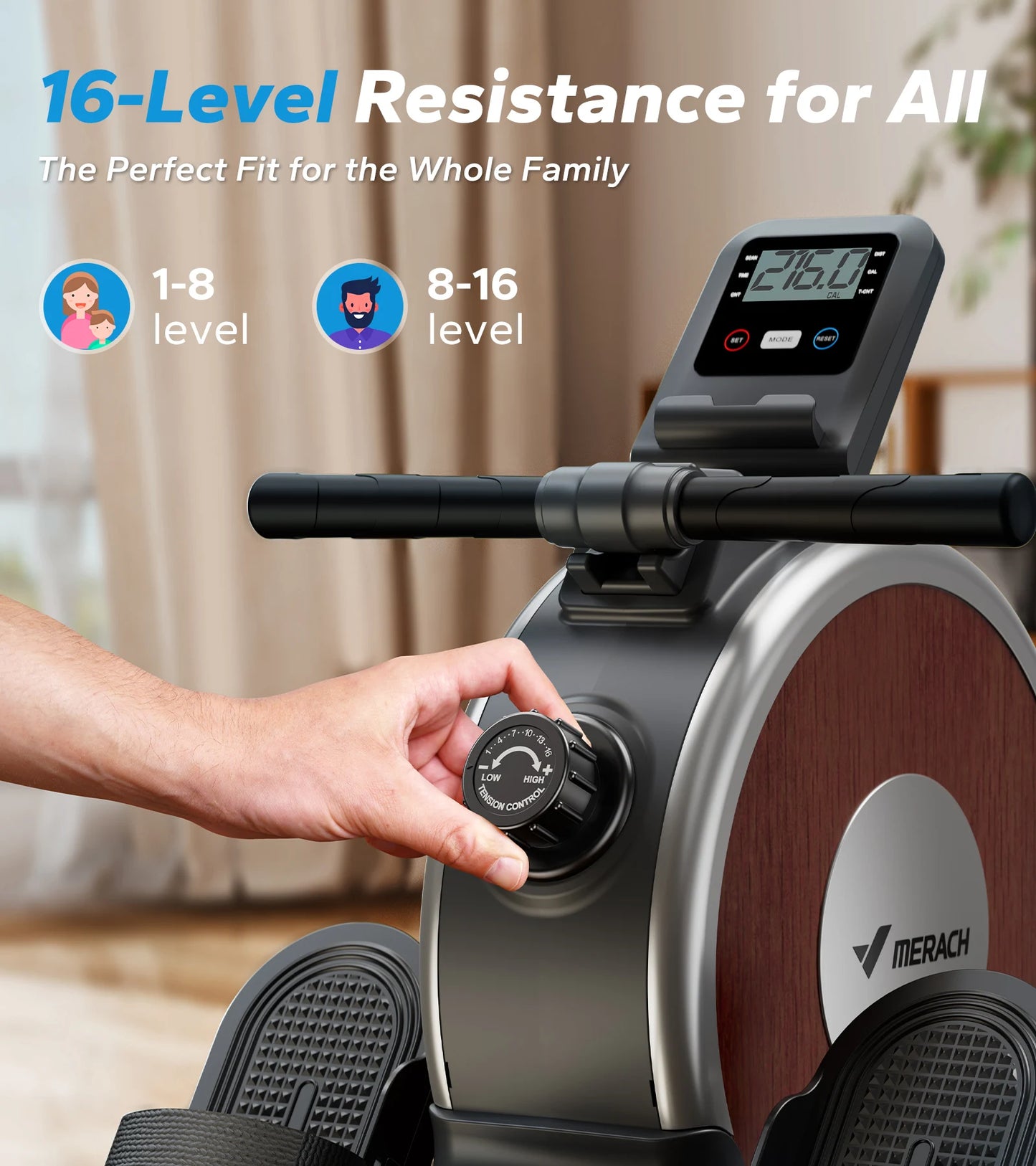 Merach Magnetic Rowing Machine for Home 16 Levels Resistance