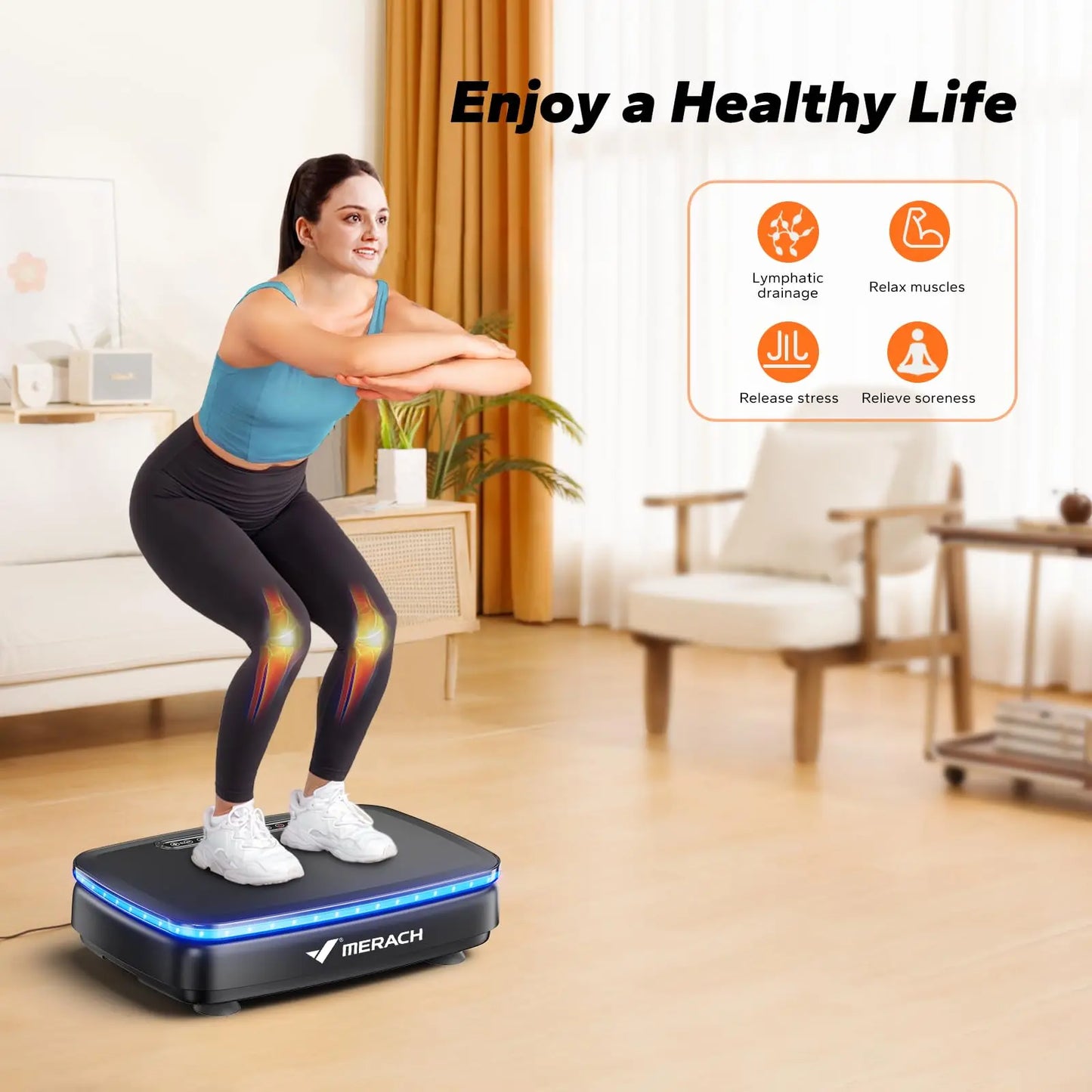 Merach Vibration Plate Exercise Machine Whole Body Workout Power Vibration Platform Lymphatic Drainage Black or White