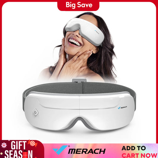 MERACH Eye Massager with Heat Compression and Bluetooth Music Smart Eye Care Device Large Eye Mask for Relaxation Birthday Gift Free Shipping