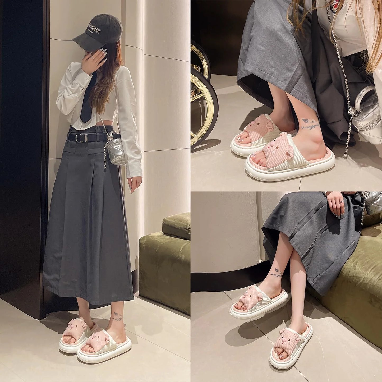 Fujian Rabbit Pig Frog Open Toe Linen Slippers Breathable