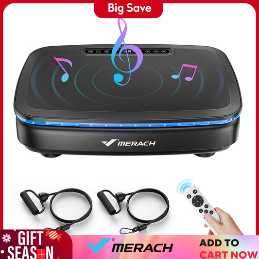 Merach Vibration Plate Exercise Machine Whole Body Workout Power Vibration Platform Lymphatic Drainage Black or White