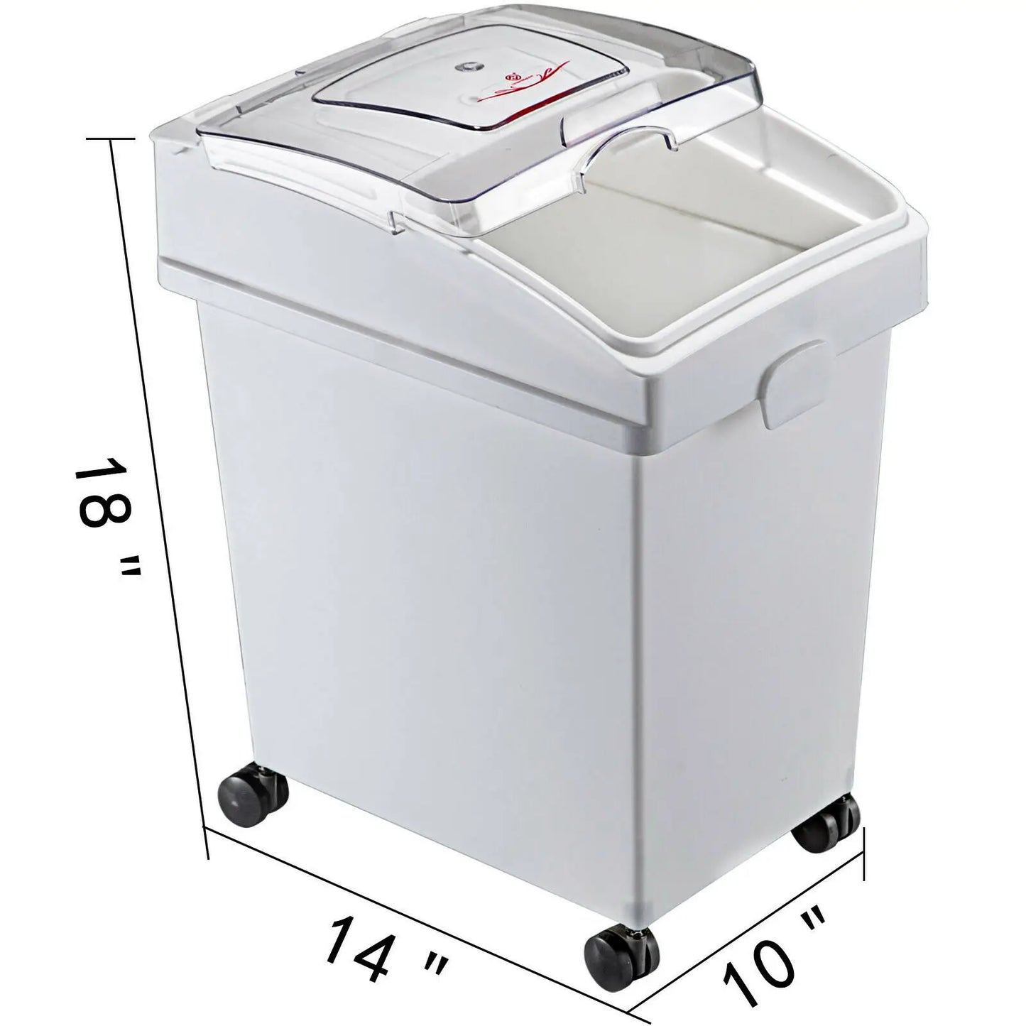 VEVOR 25L Dry Ingredient Storage Bin with Scoop and Caster Dustproof for Rice Flour and Soybeans in Restaurant Kitchen Commercial Use