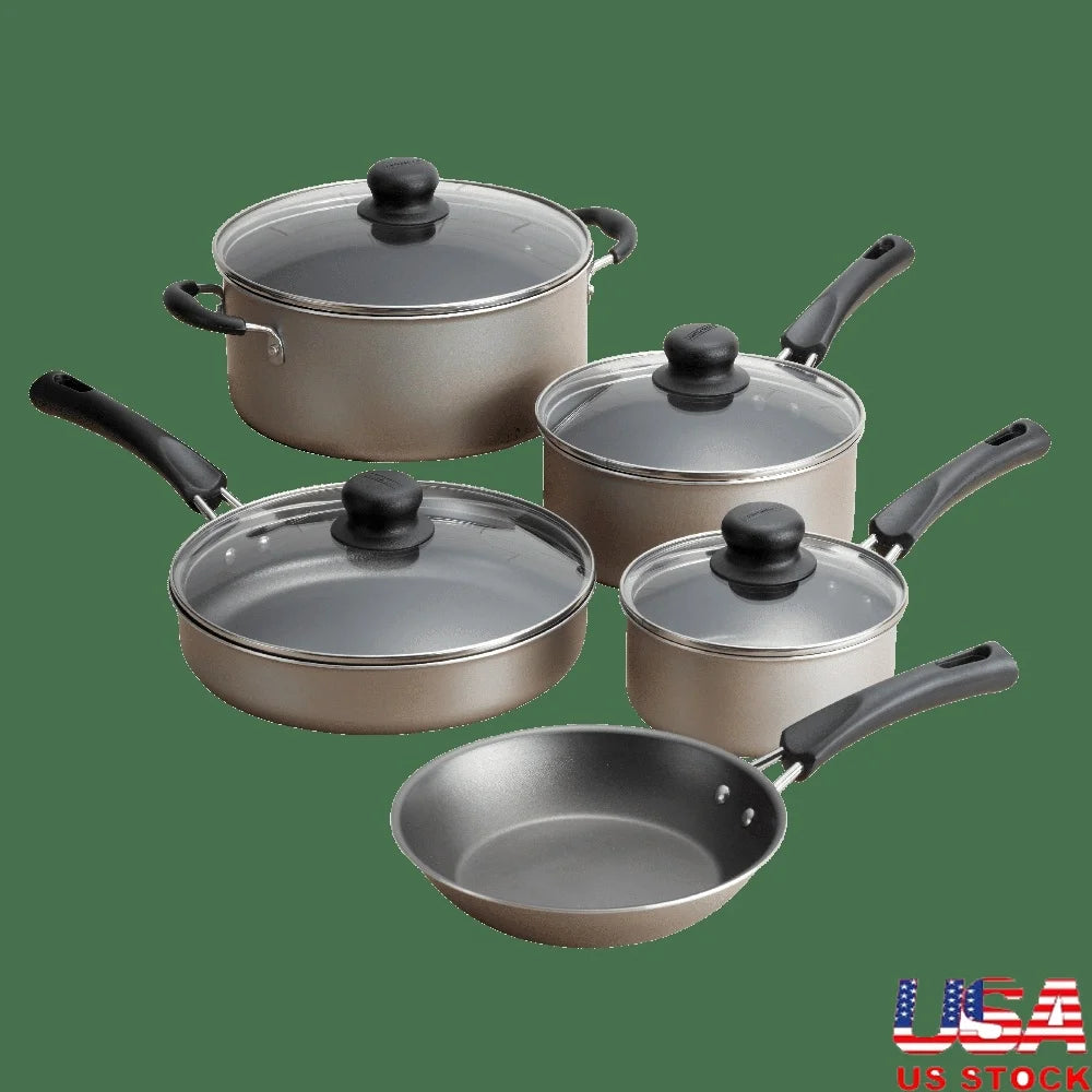 XMSJ Nonstick Cookware Set With Tempered Glass Lids