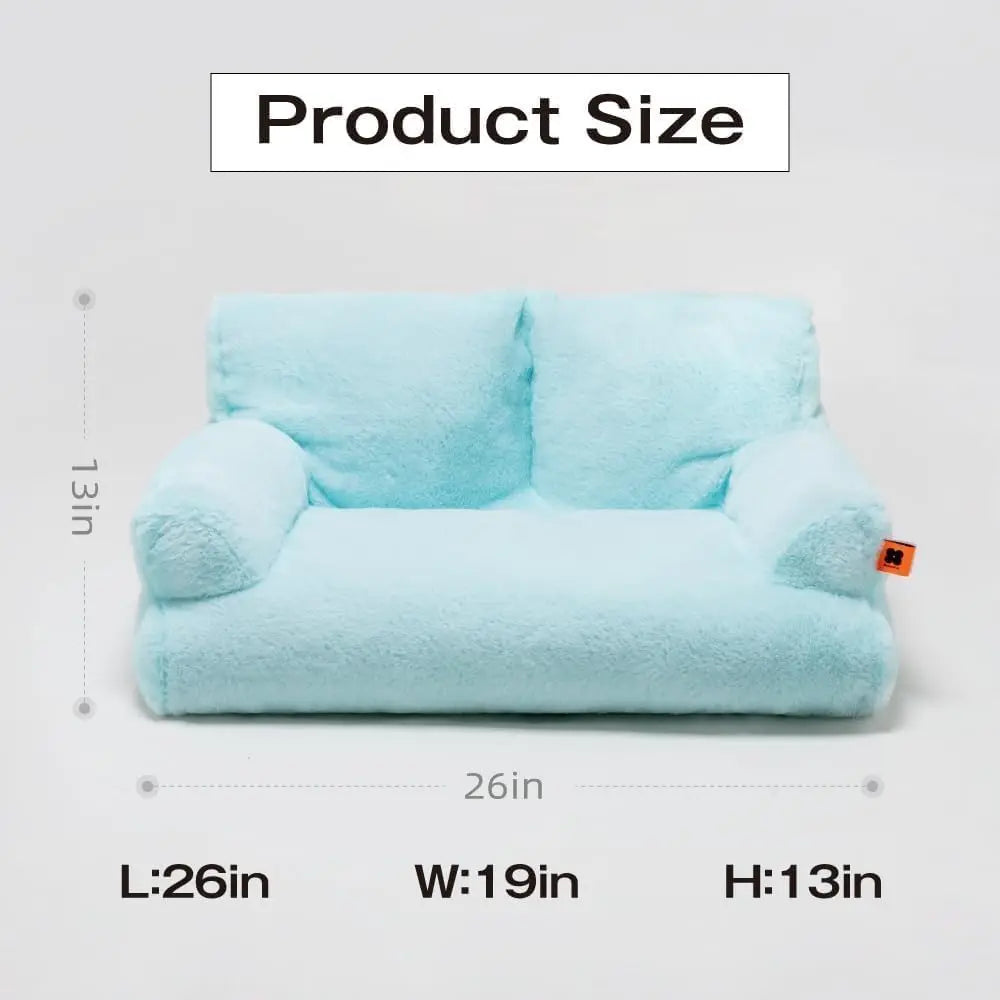 Mewoofun Pet Couch Bed 26x19x13 Inch Washable Cat Bed for Medium Small Dogs and Cats Up to 25 Pounds Fluffy Black and White Couch