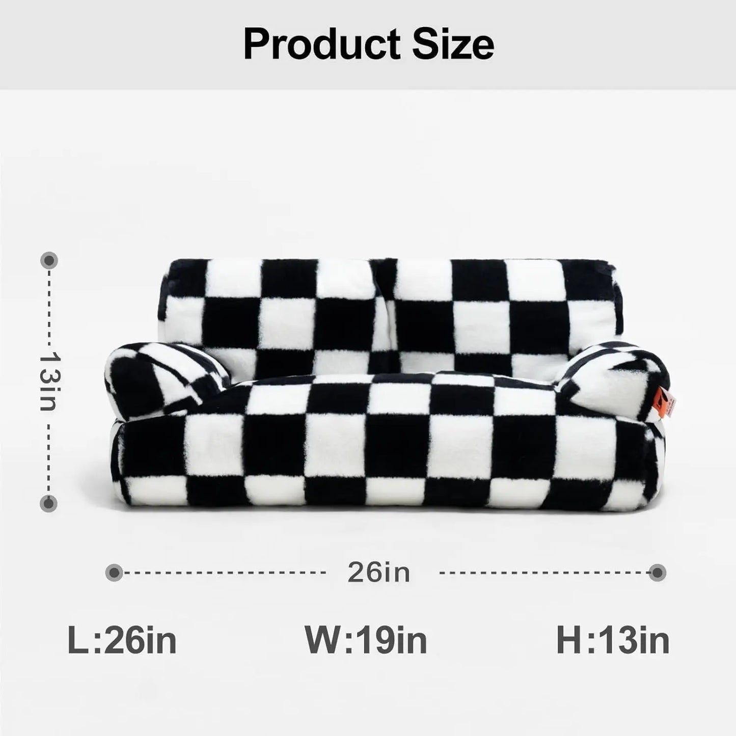Mewoofun Pet Couch Bed 26x19x13 Inch Washable Cat Bed for Medium Small Dogs and Cats Up to 25 Pounds Fluffy Black and White Couch