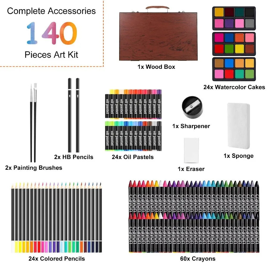Hign Concerned Art Supplies Set With Wooden Box For Artists