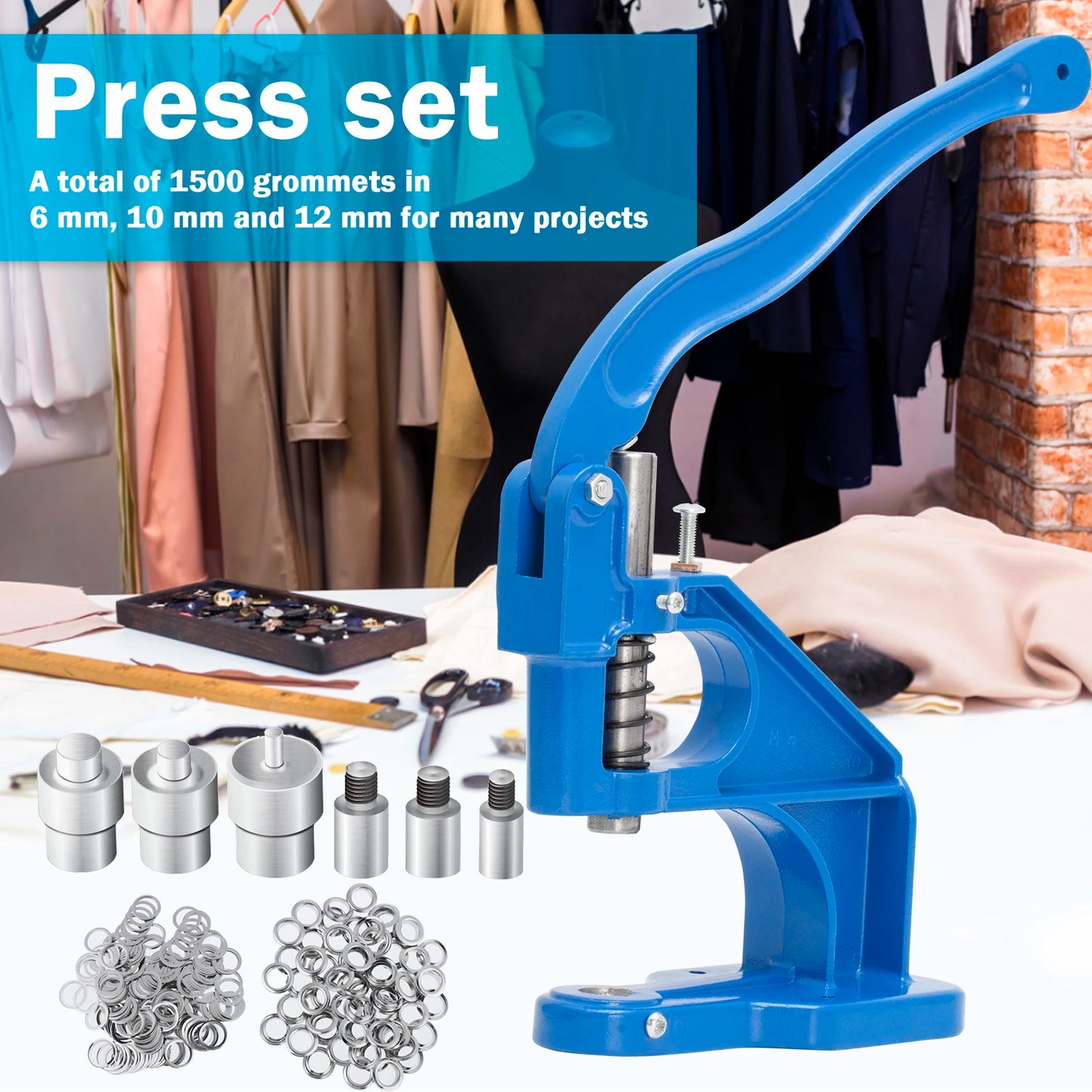 Hign-Concerned Manual Grommet Machine Eyelet Press 3 Dies
